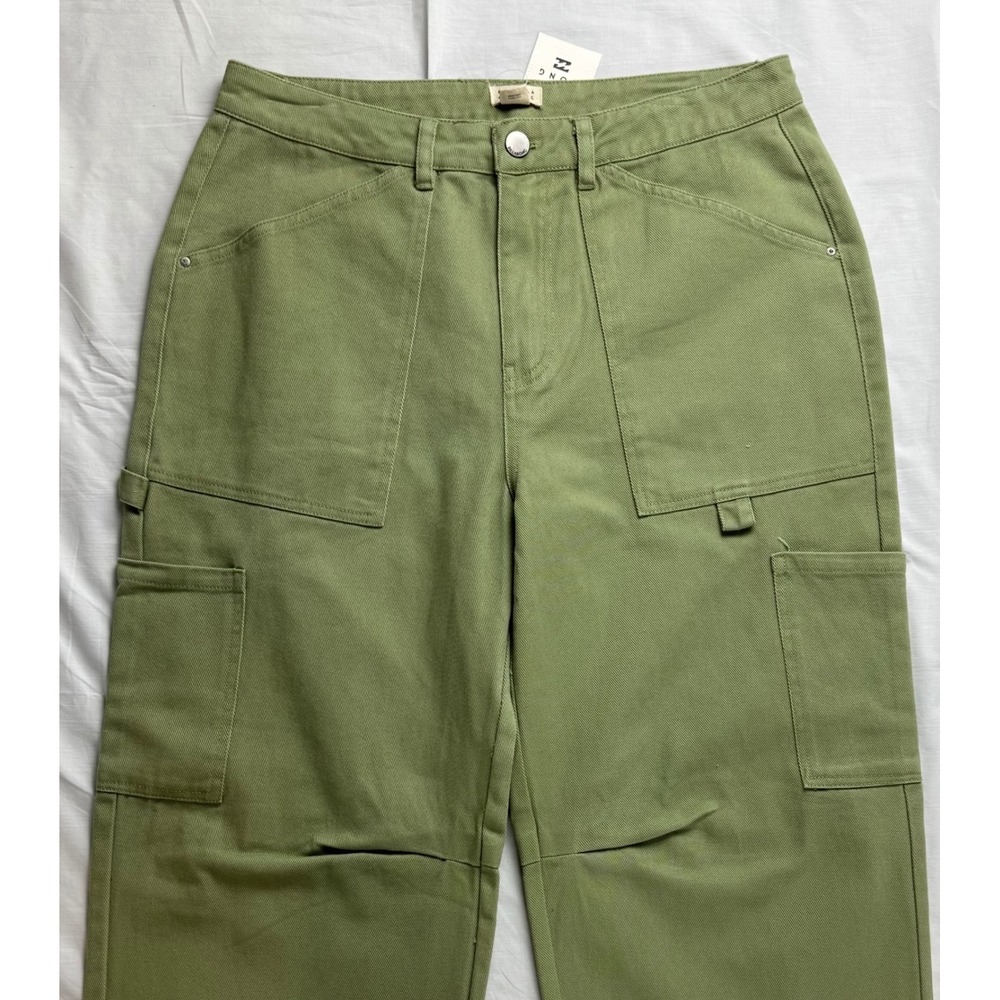 Billabong Leia Pant Avo Green Utility Cargo Wide Leg Twill Womens waist 29 in‎ - Picture 5 of 16